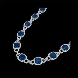 56 ctw Sapphire & Micro VS/SI Diamond Eternity Necklace 14K White Gold