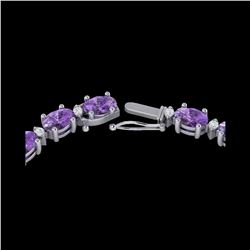 28 ctw Amethyst & VS/SI Diamond Certified Eternity Necklace 10K White Gold
