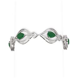 22.03 ctw Emerald & Diamond Bracelet 18K White Gold