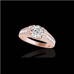 1.5 ctw Certified Diamond Solitaire Antique Ring 10K Rose Gold