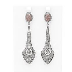 8.85 ctw Morganite & Diamond Earrings 18K White Gold