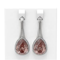 23.3 ctw Morganite & Diamond Earrings 18K White Gold