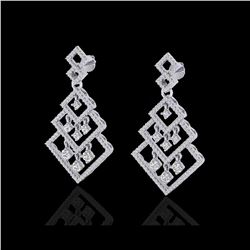 3 ctw Micro Pave VS/SI Diamond Earrings Dangling 14K White Gold