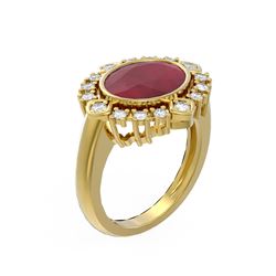 4.54 ctw Ruby & Diamond Ring 18K Yellow Gold