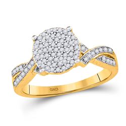 10kt Yellow Gold Round Diamond Circle Cluster Ring 1/4 Cttw