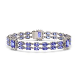 28.68 ctw Tanzanite & Diamond Bracelet 14K White Gold