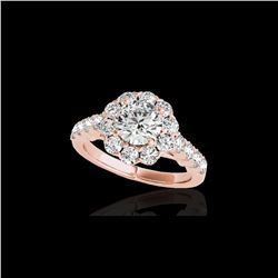 3 ctw Certified Diamond Solitaire Halo Ring 10K Rose Gold