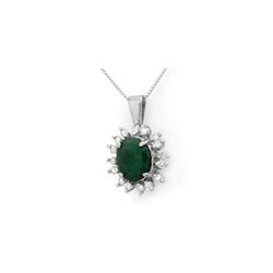 4.20 ctw Emerald & Diamond Pendant 14K White Gold