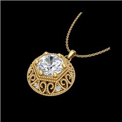 1.11 ctw VS/SI Diamond Solitaire Art Deco Necklace 18K Yellow Gold