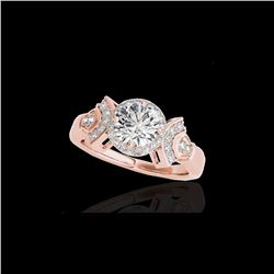 1.56 ctw Certified Diamond Solitaire Halo Ring 10K Rose Gold