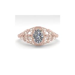 .50 ctw VS/SI Oval Diamond Engagement Ring Art Deco 18K Rose Gold