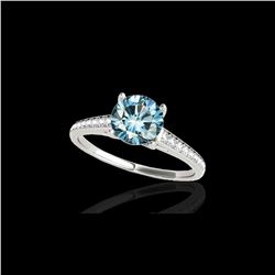 1.5 ctw SI Certified Fancy Blue Diamond Solitaire Ring 10K White Gold