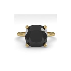 6.0 ctw Cushion Black Diamond Engagement Designer Ring 18K Yellow Gold