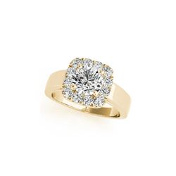 1.3 ctw Certified VS/SI Diamond Halo Ring 18K Yellow Gold
