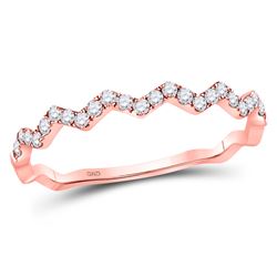 10kt Rose Gold Round Diamond Zigzag Stackable Band Ring 1/5 Cttw