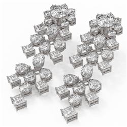 13.8 ctw Mixed Cut Diamond Designer Earrings 18K White Gold