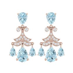11.35 ctw Sky Topaz & VS Diamond Earrings 18K Rose Gold
