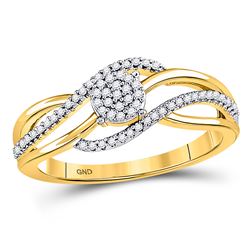 10kt Yellow Gold Round Diamond Open Strand Cluster Ring 1/6 Cttw