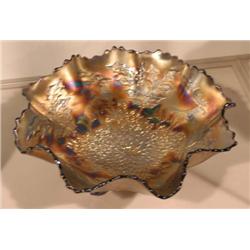 CARNIVAL GLASS STAG & HOLLY BOWL