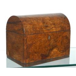 ENGLISH BURL WALNUT TEA CADDY