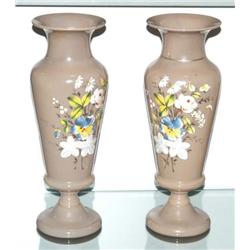 PAIR OF BRISTOL GLASS VASES