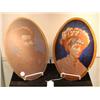 Image 1 : PAIR OF STAINED GLASS OVAL PORTRAITS