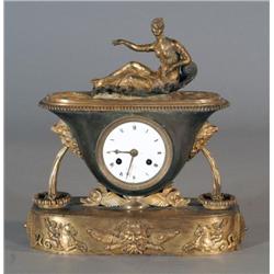 FRENCH EMPIRE BRONZE MANTLE CLOCK