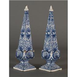 PAIR 0F DUTCH LEAD GLAZED