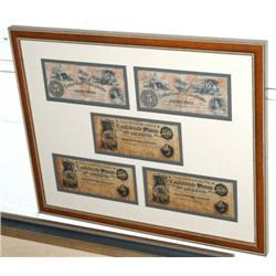 FRAMED GROUP OF BANK NOTES AND CONFEDER