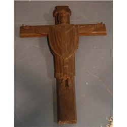 CARVED OAK CRUCIFIX