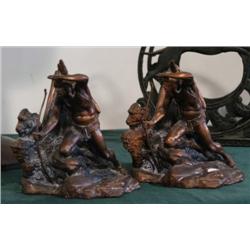 PAIR OF INDIAN METAL CLAD BOOKENDS