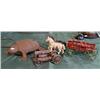 Image 1 : CAST IRON TOY TRACTOR, FARM WAGON AND T