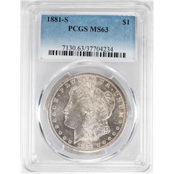 1881-S $1 Morgan Silver Dollar Coin PCGS MS63