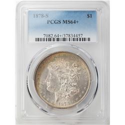 1878-S $1 Morgan Silver Dollar Coin PCGS MS64+ Amazing Reverse Toning