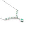 Image 2 : Plated Rhodium 2.20ctw Emerald and White Topaz Pendant with Chain