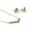 Image 2 : Plated 18KT Yellow Gold 1.00ctw Green Agate and Diamond Pendant with Chain and Earrings