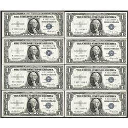 Lot of (8) 1935E $1 Silver Certificate Notes Fancy Serials