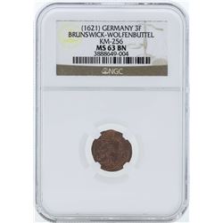 1621 Germany 3F Brunswick-Wolfenbuttel KM-256 Coin NGC MS63BN