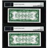 Image 2 : Lot of (2) 1928B $1 Silver Certificate Notes Fr.1602 PMG About Uncirculated 58EPQ