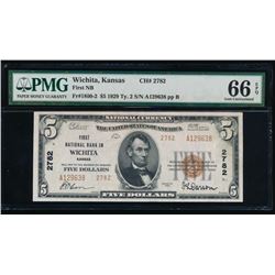 1929 $5 Wichita National Bank Note PMG 66EPQ