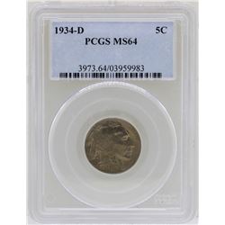 1934-D Buffalo Nickel Coin PCGS MS64