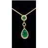 Image 2 : 14KT Yellow Gold Emerald Pendant with Chain