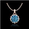 Image 1 : 1.14 ctw Fancy Intense Blue Diamond Art Deco Necklace 18K Rose Gold