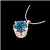 Image 2 : 1.14 ctw Fancy Intense Blue Diamond Art Deco Necklace 18K Rose Gold