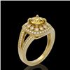 Image 2 : 2.09 ctw Canary Citrine & Diamond Victorian Ring 14K Yellow Gold