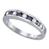 Image 1 : 10kt White Gold Round Black Color Enhanced Diamond Band Ring 1/2 Cttw