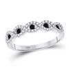 Image 1 : 10kt White Gold Round Black Color Enhanced Diamond Band Ring 1/3 Cttw