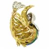 Image 4 : 18k Yellow Gold Multi Color Enamel 46 Diamond Peacock Pin Brooch