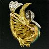 Image 5 : 18k Yellow Gold Multi Color Enamel 46 Diamond Peacock Pin Brooch