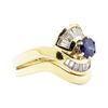 Image 1 : 1.37 ctw Sapphire And Diamond Ring And Band - 14KT Yellow Gold
